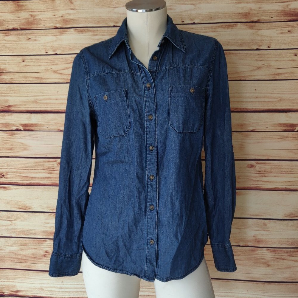 Merona Lightweight Dark Wash Denim Button Down